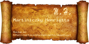 Martiniczky Henrietta névjegykártya